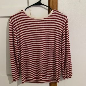 Red and white long sleeved shirt